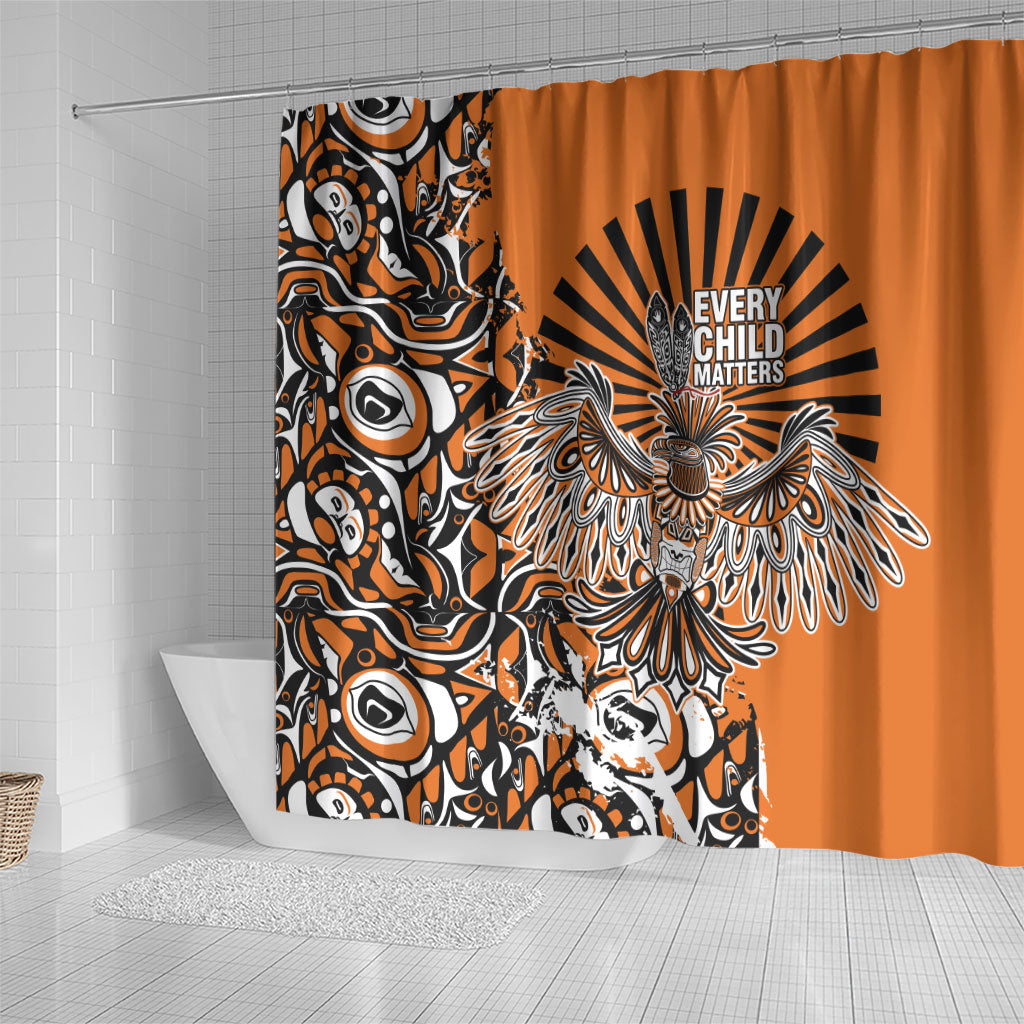 Canada Indigenous Orange Shower Curtain Haida Art Thunder Bird