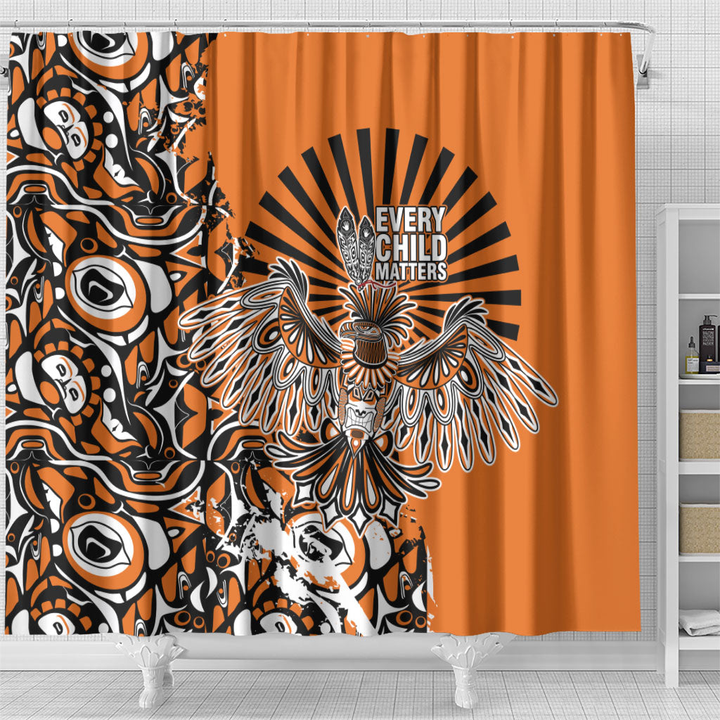 Canada Indigenous Orange Shower Curtain Haida Art Thunder Bird