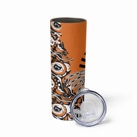 Canada Indigenous Orange Skinny Tumbler Haida Art Thunder Bird