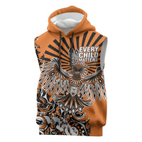 Canada Indigenous Orange Sleeveless Hoodie Haida Art Thunder Bird