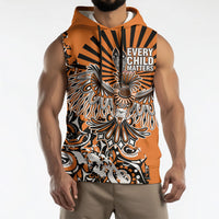 Canada Indigenous Orange Sleeveless Hoodie Haida Art Thunder Bird