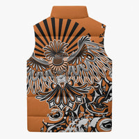 Canada Indigenous Orange Sleeveless Puffer Jacket Haida Art Thunder Bird