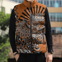 Canada Indigenous Orange Sleeveless Puffer Jacket Haida Art Thunder Bird