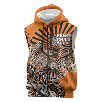 Canada Indigenous Orange Sleeveless Zip Hoodie Haida Art Thunder Bird