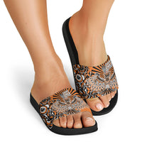Canada Indigenous Orange Slide Sandals Haida Art Thunder Bird