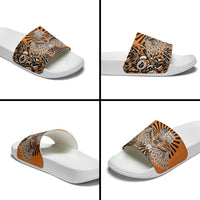 Canada Indigenous Orange Slide Sandals Haida Art Thunder Bird