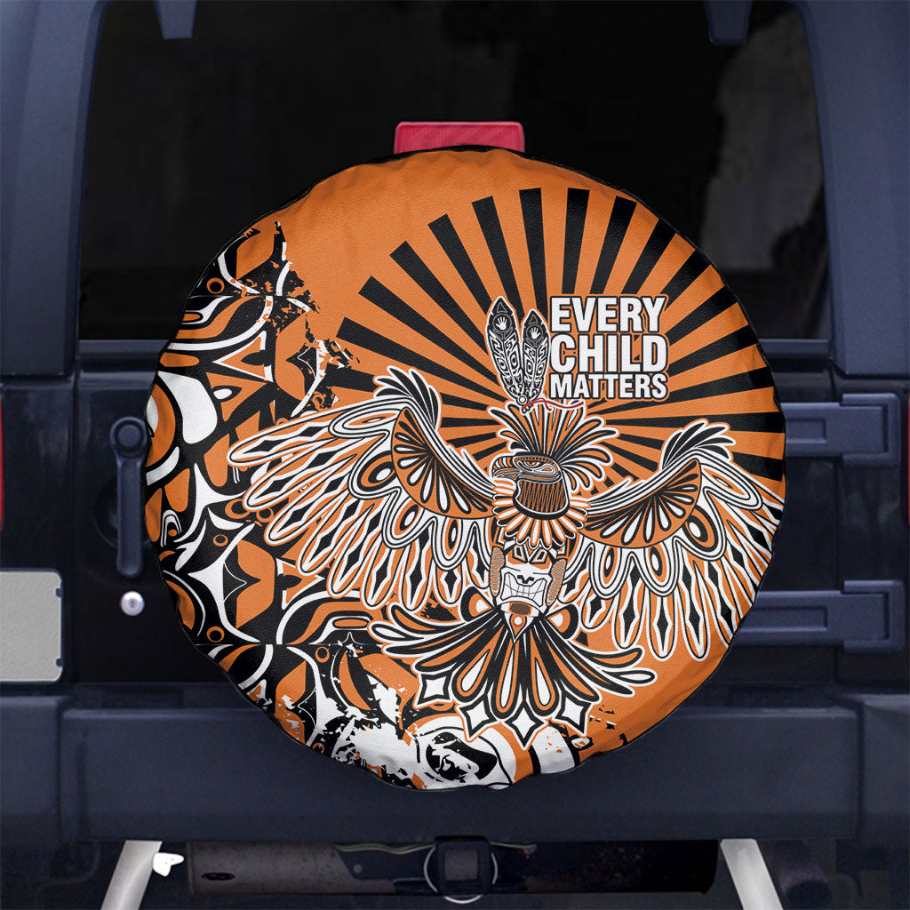 Canada Indigenous Orange Spare Tire Cover Haida Art Thunder Bird