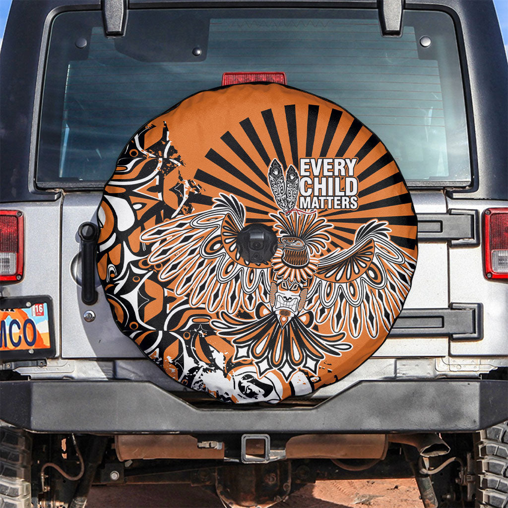 Canada Indigenous Orange Spare Tire Cover Haida Art Thunder Bird