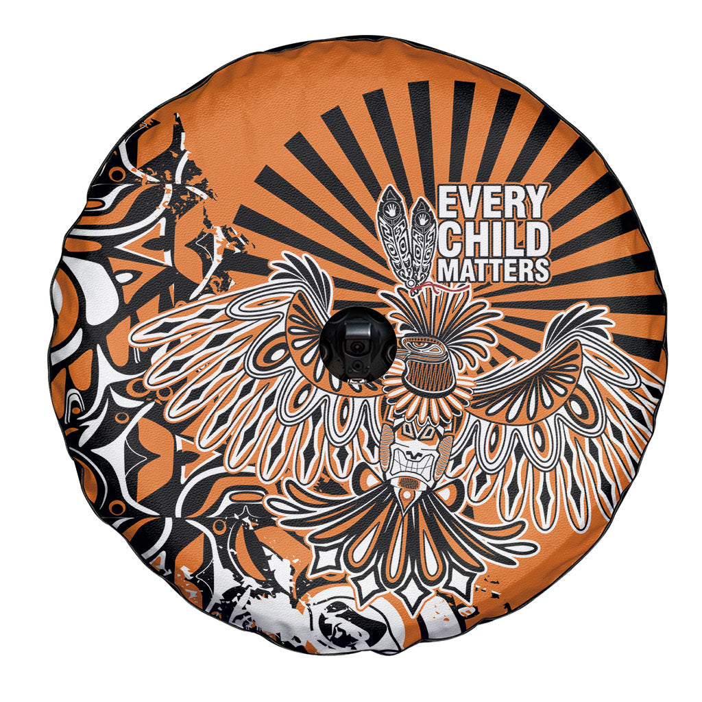 Canada Indigenous Orange Spare Tire Cover Haida Art Thunder Bird