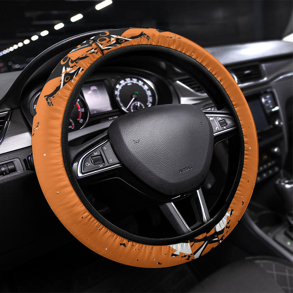 Canada Indigenous Orange Steering Wheel Cover Haida Art Thunder Bird
