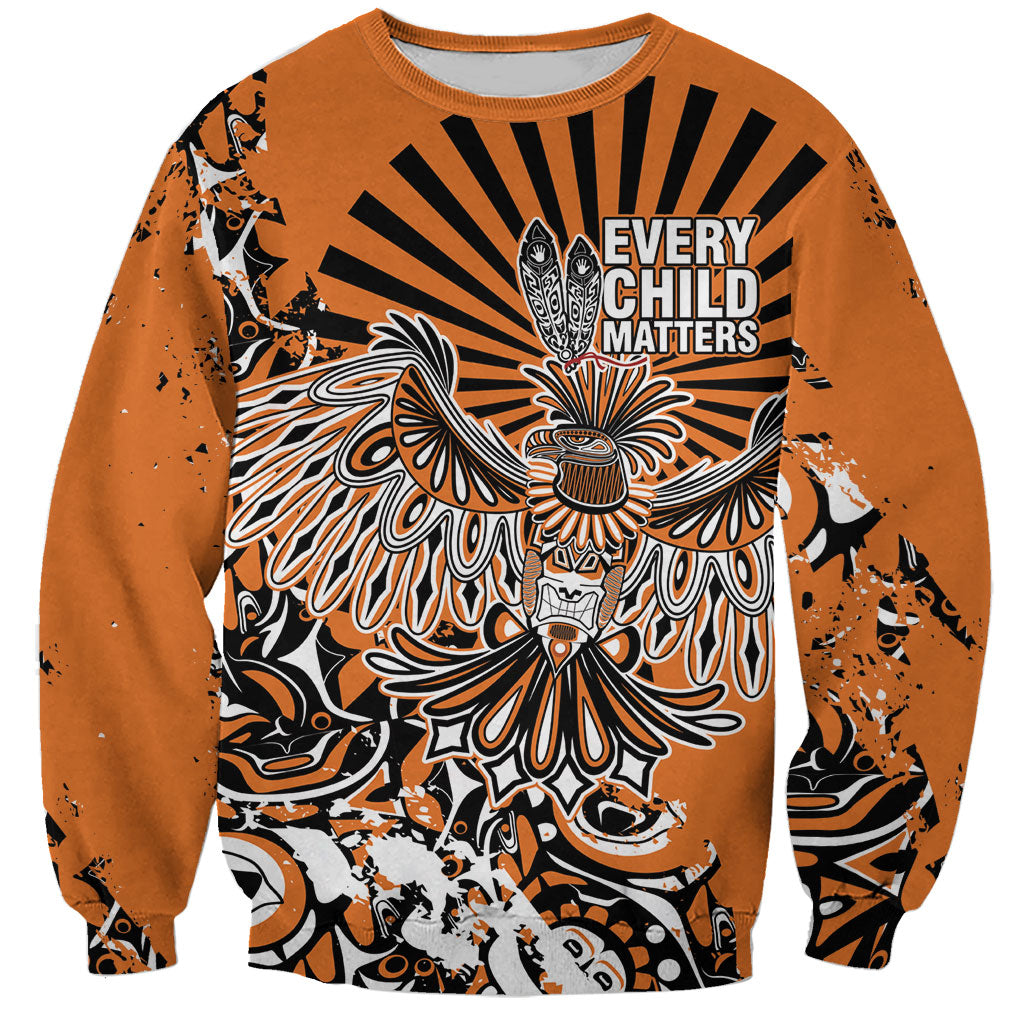Canada Indigenous Orange Sweatshirt Haida Art Thunder Bird