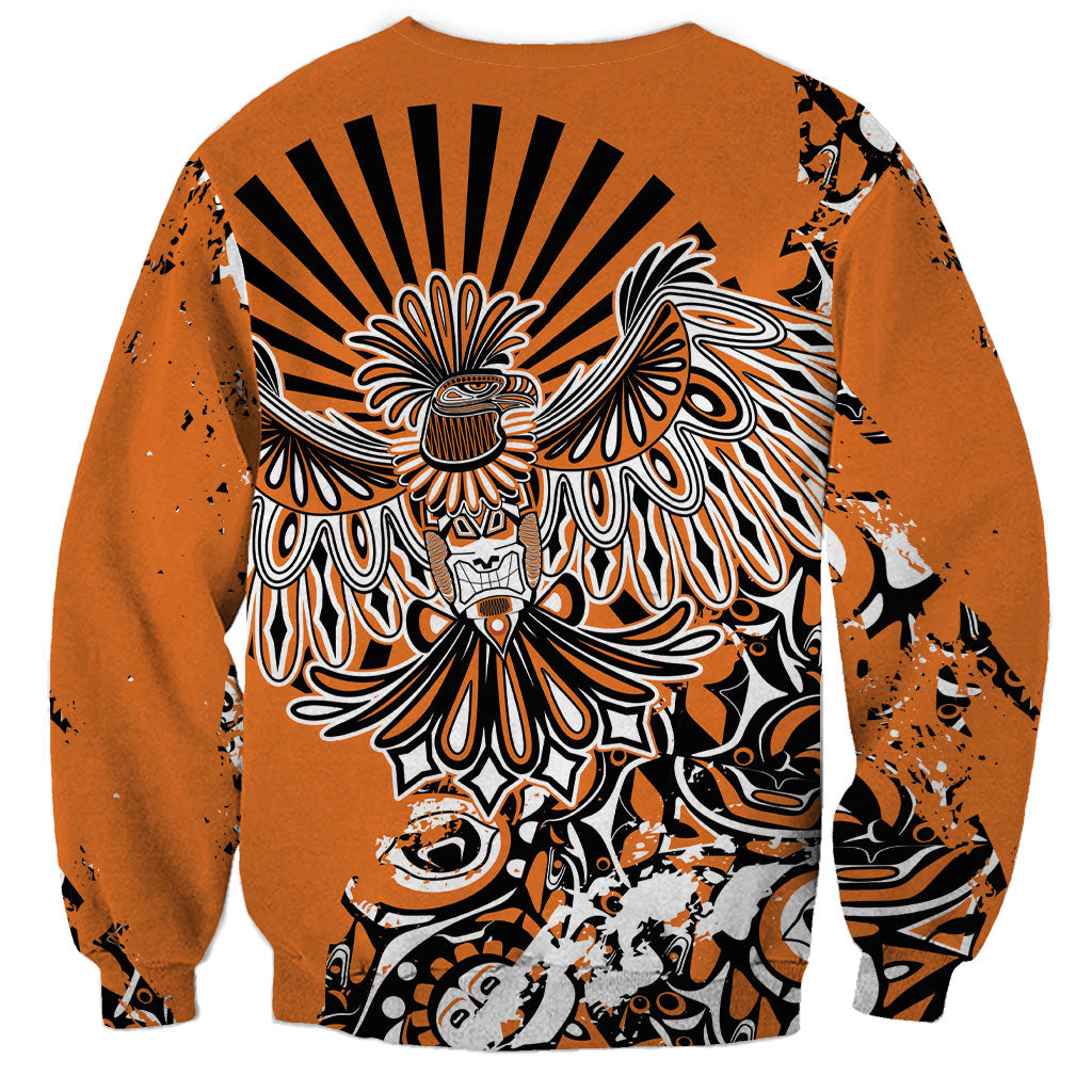 Canada Indigenous Orange Sweatshirt Haida Art Thunder Bird
