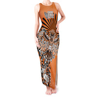 Canada Indigenous Orange Tank Maxi Dress Haida Art Thunder Bird