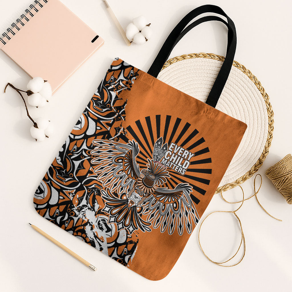 Canada Indigenous Orange Tote Bag Haida Art Thunder Bird