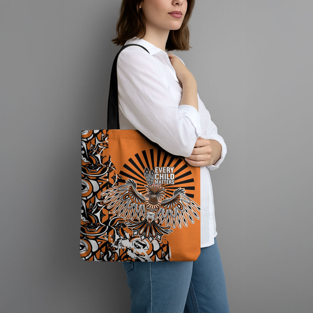 Canada Indigenous Orange Tote Bag Haida Art Thunder Bird