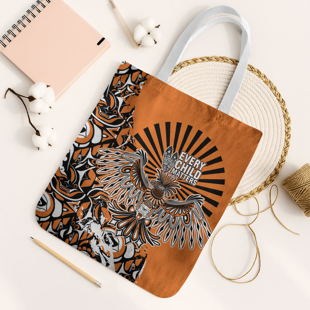 Canada Indigenous Orange Tote Bag Haida Art Thunder Bird