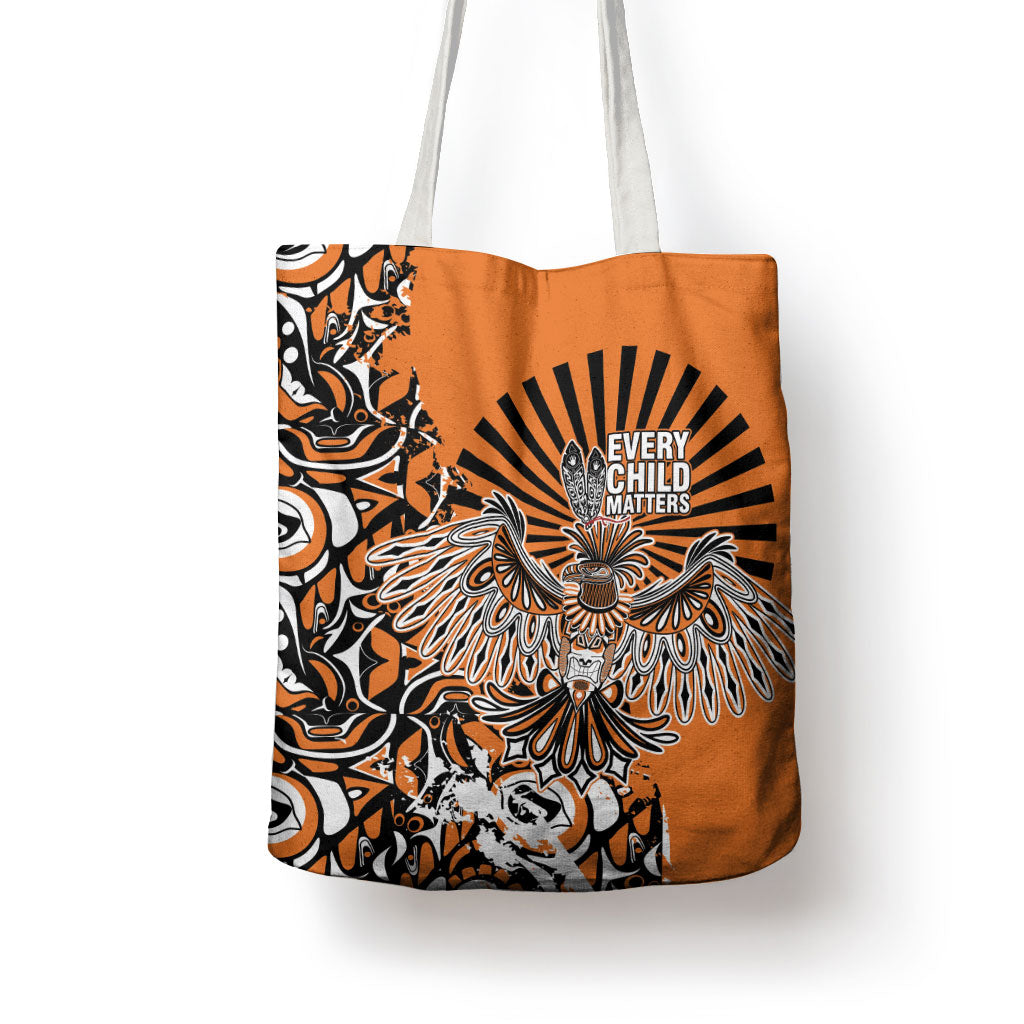 Canada Indigenous Orange Tote Bag Haida Art Thunder Bird