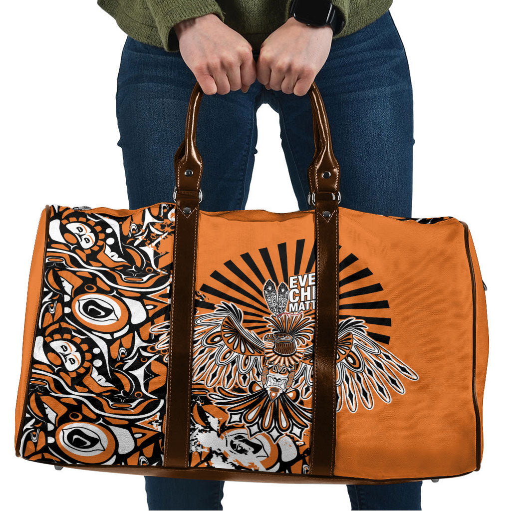 Canada Indigenous Orange Travel Bag Haida Art Thunder Bird