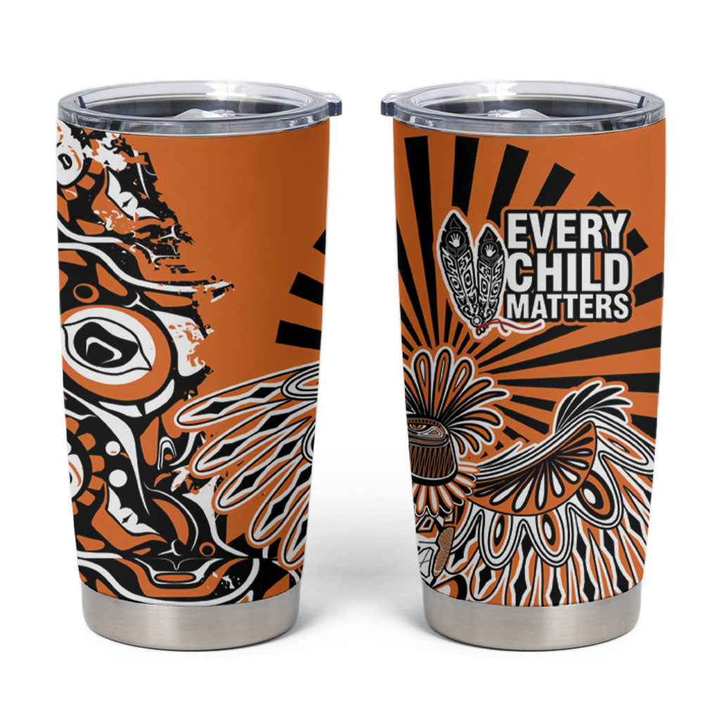 Canada Indigenous Orange Tumbler Cup Haida Art Thunder Bird