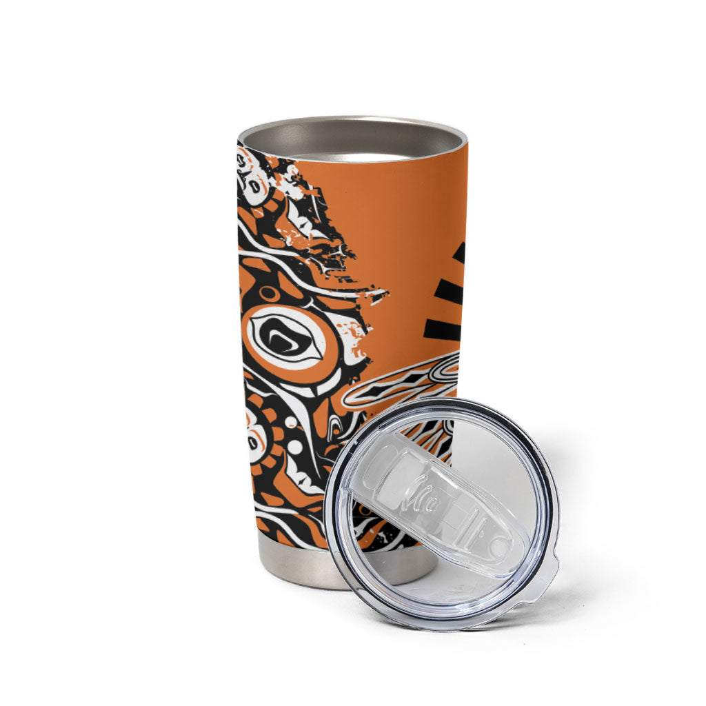 Canada Indigenous Orange Tumbler Cup Haida Art Thunder Bird