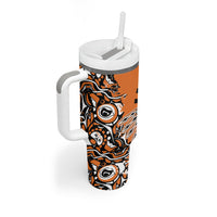 Canada Indigenous Orange Tumbler With Handle Haida Art Thunder Bird