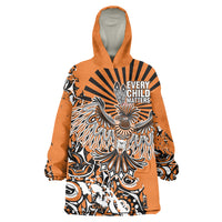 Canada Indigenous Orange Wearable Blanket Hoodie Haida Art Thunder Bird