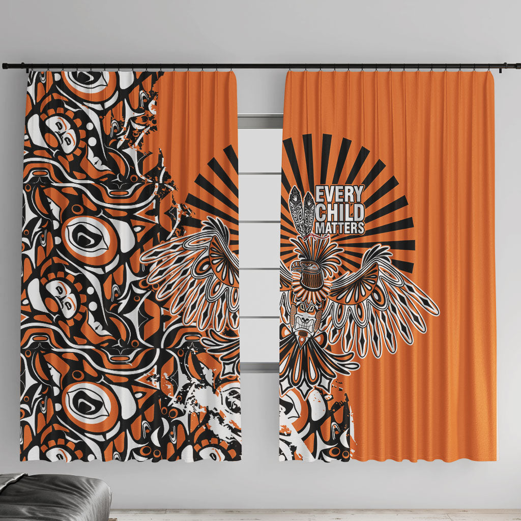 Canada Indigenous Orange Window Curtain Haida Art Thunder Bird
