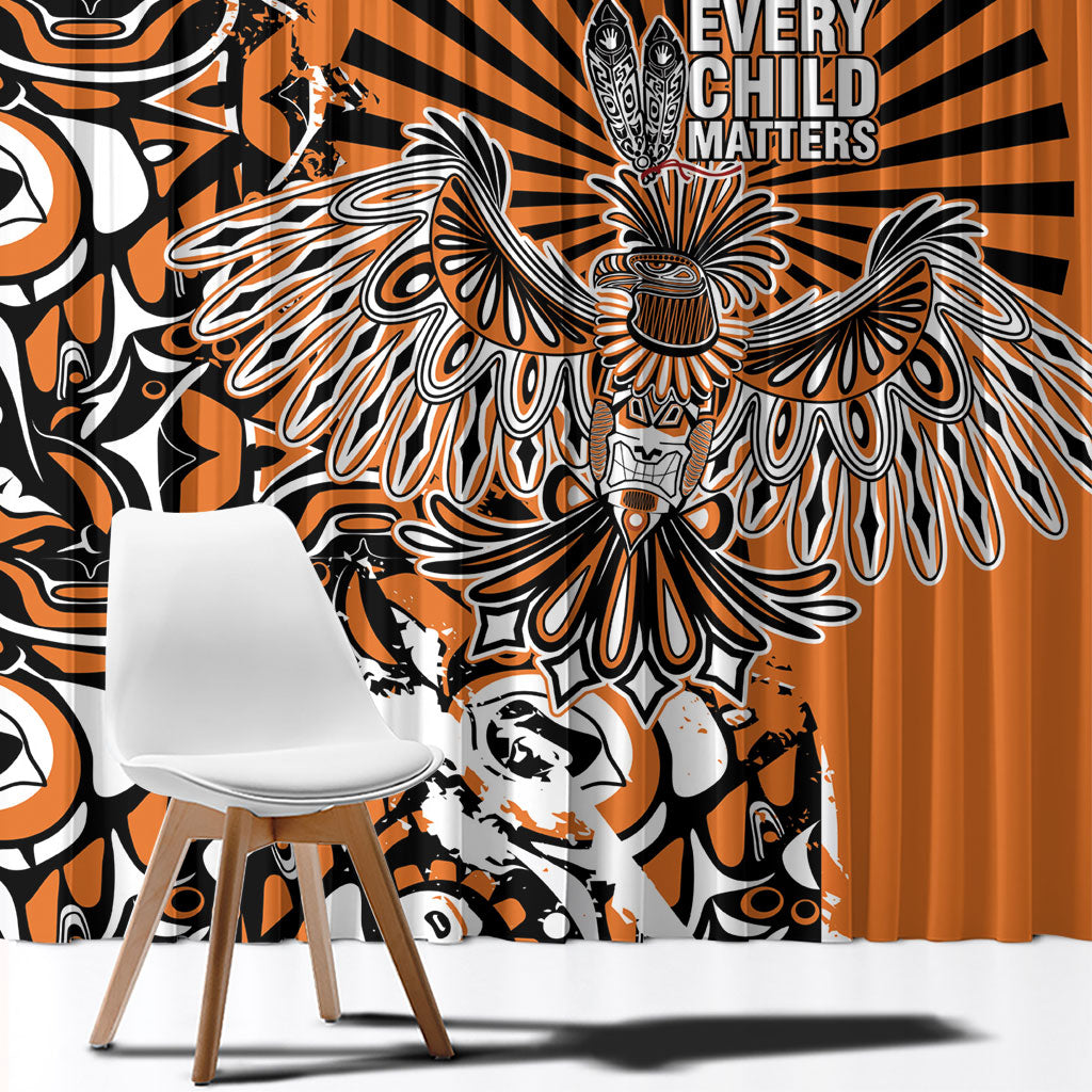 Canada Indigenous Orange Window Curtain Haida Art Thunder Bird