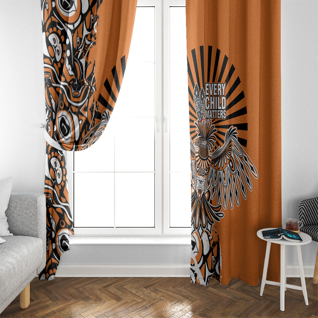 Canada Indigenous Orange Window Curtain Haida Art Thunder Bird