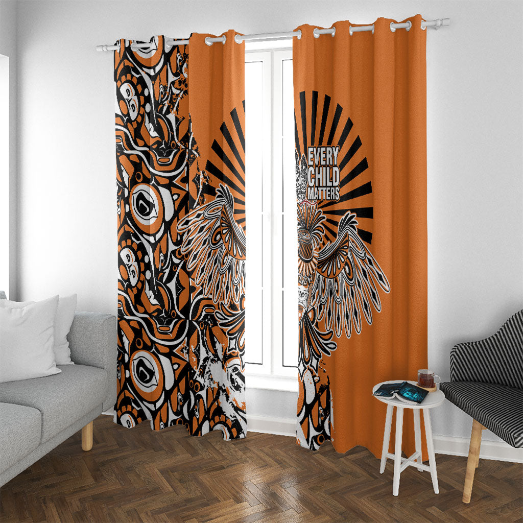 Canada Indigenous Orange Window Curtain Haida Art Thunder Bird