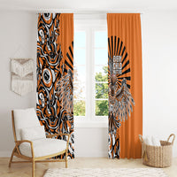 Canada Indigenous Orange Window Curtain Haida Art Thunder Bird
