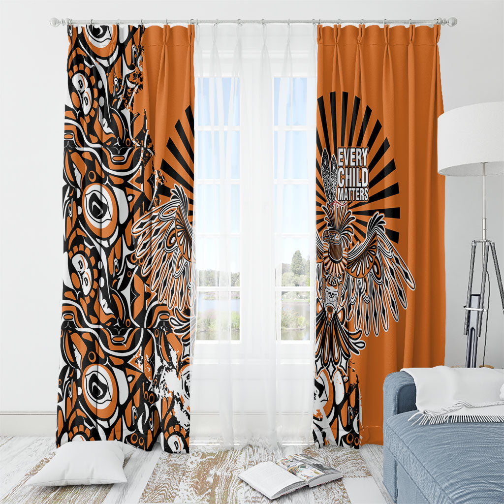 Canada Indigenous Orange Window Curtain Haida Art Thunder Bird