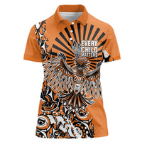 Canada Indigenous Orange Women Polo Shirt Haida Art Thunder Bird