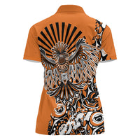 Canada Indigenous Orange Women Polo Shirt Haida Art Thunder Bird