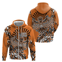 Canada Indigenous Orange Zip Hoodie Haida Art Thunder Bird