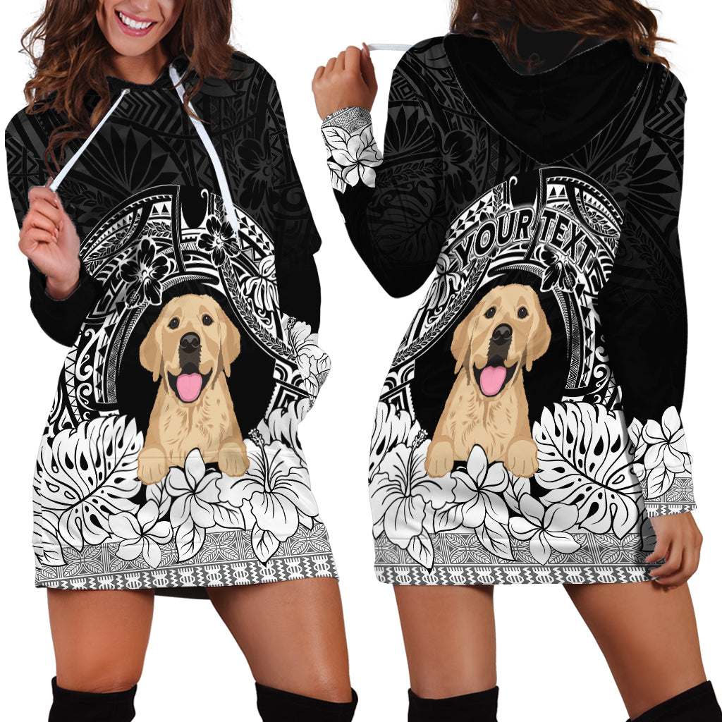 Personalised Dog Hoodie Dress Golden Retriever With Polynesian Tapa Arch - Wonder Print Shop