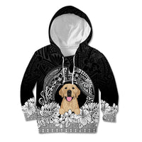 Personalised Dog Kid Hoodie Golden Retriever With Polynesian Tapa Arch - Wonder Print Shop