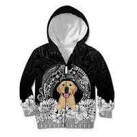 Personalised Dog Kid Hoodie Golden Retriever With Polynesian Tapa Arch - Wonder Print Shop