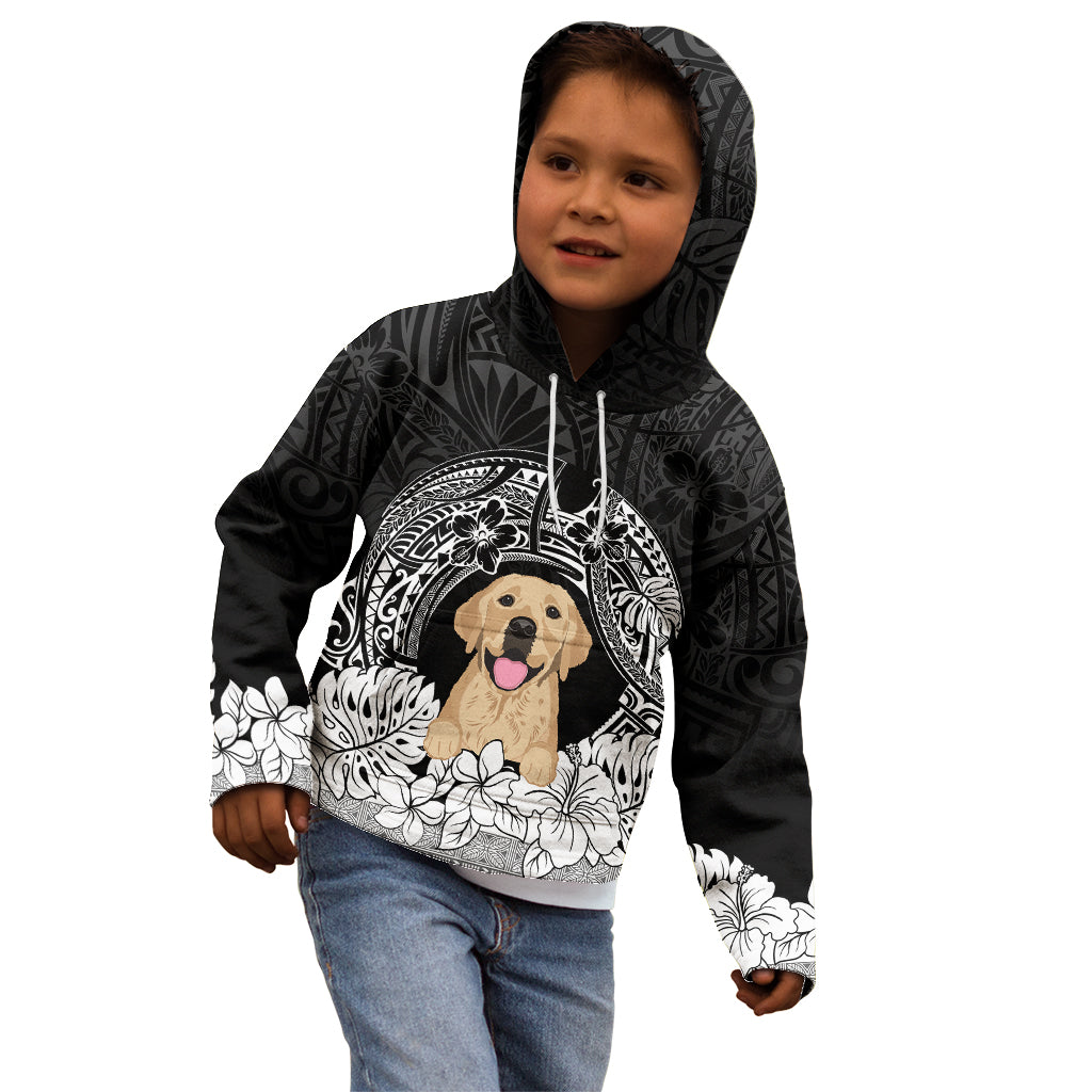 Personalised Dog Kid Hoodie Golden Retriever With Polynesian Tapa Arch - Wonder Print Shop