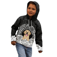 Personalised Dog Kid Hoodie Golden Retriever With Polynesian Tapa Arch - Wonder Print Shop