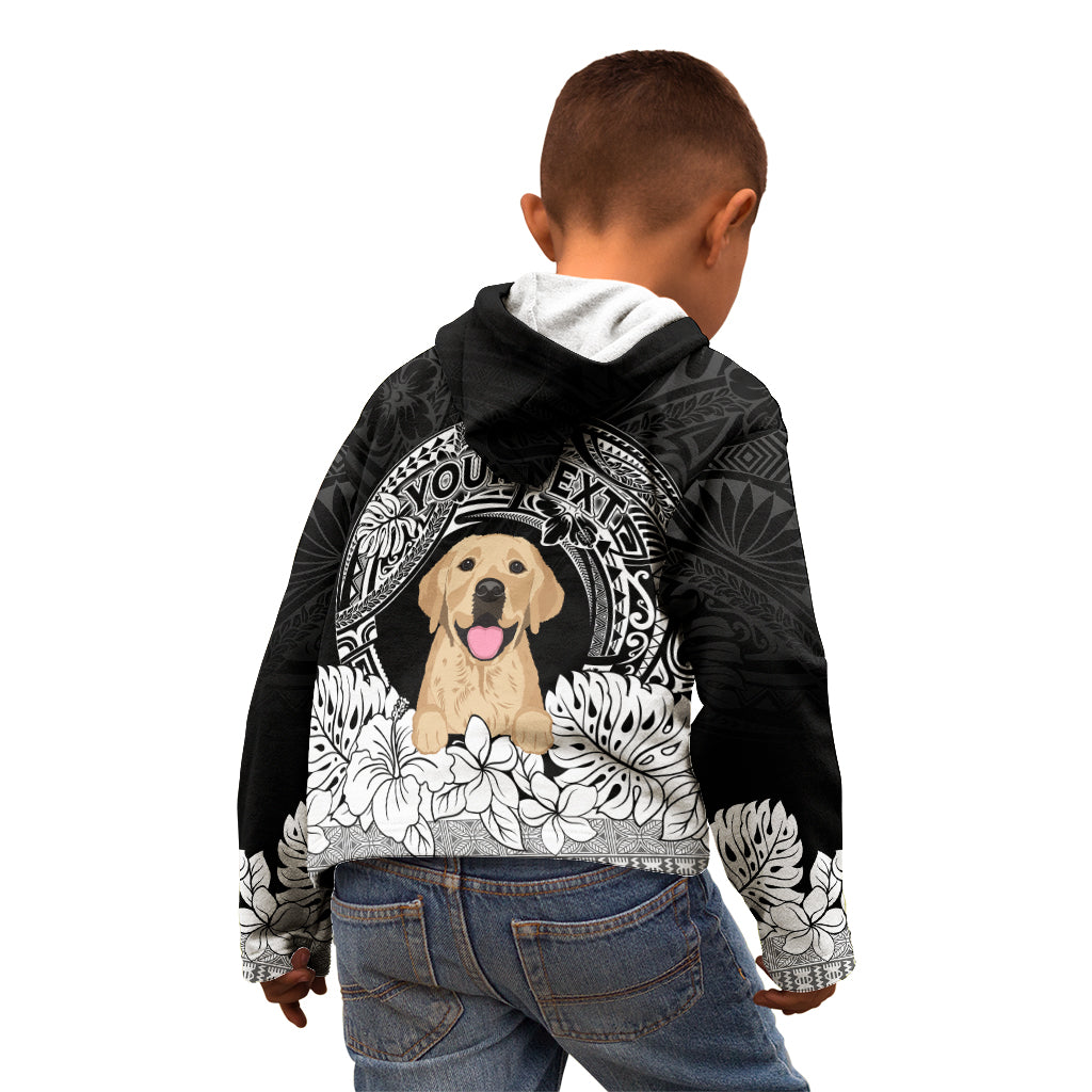 Personalised Dog Kid Hoodie Golden Retriever With Polynesian Tapa Arch - Wonder Print Shop