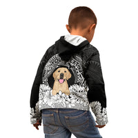 Personalised Dog Kid Hoodie Golden Retriever With Polynesian Tapa Arch - Wonder Print Shop