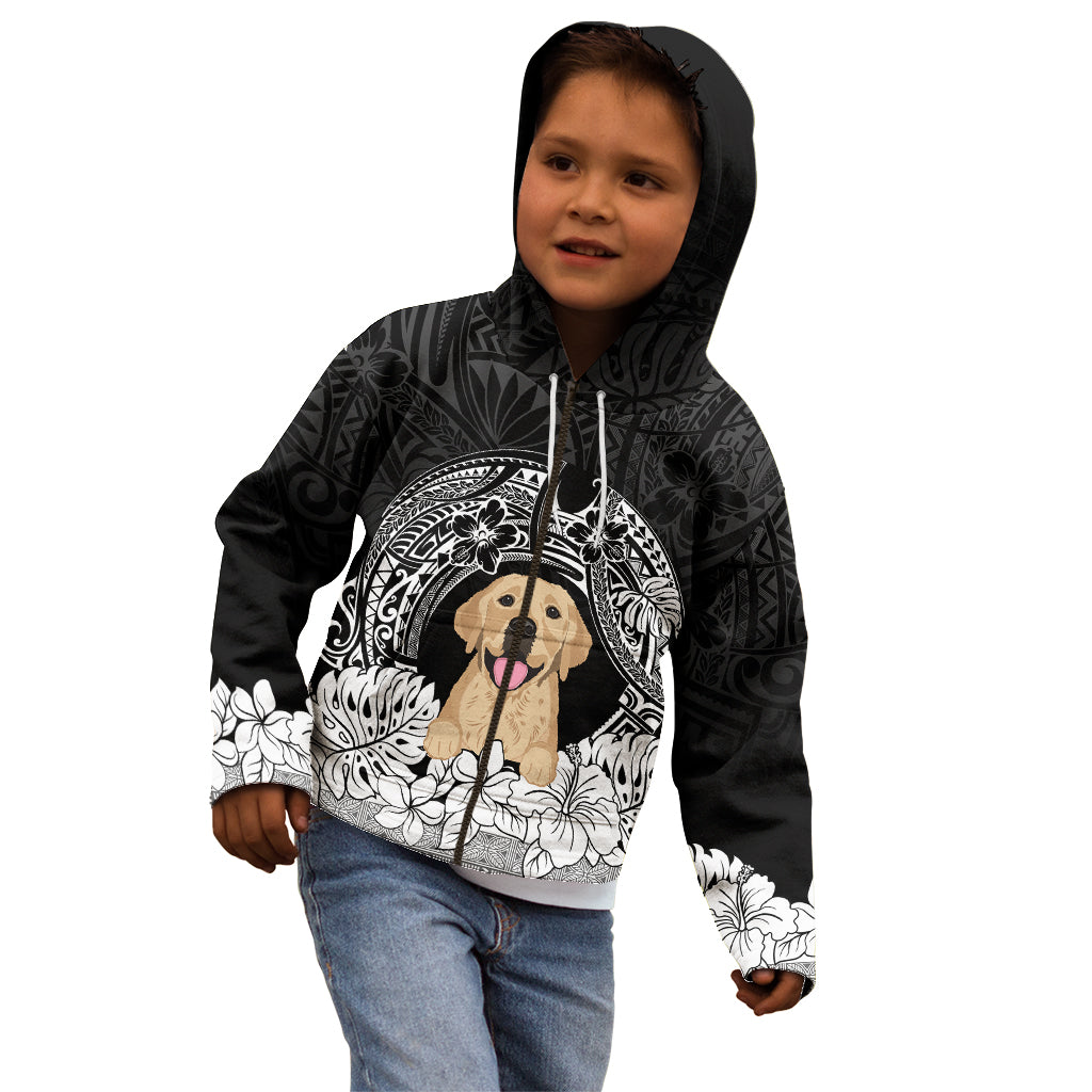 Personalised Dog Kid Hoodie Golden Retriever With Polynesian Tapa Arch - Wonder Print Shop