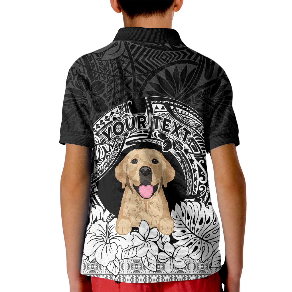 Personalised Dog Kid Polo Shirt Golden Retriever With Polynesian Tapa Arch - Wonder Print Shop