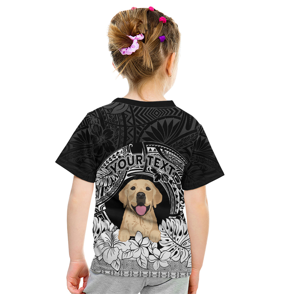 Personalised Dog Kid T Shirt Golden Retriever With Polynesian Tapa Arch - Wonder Print Shop