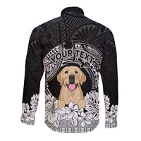 Personalised Dog Long Sleeve Button Shirt Golden Retriever With Polynesian Tapa Arch - Wonder Print Shop