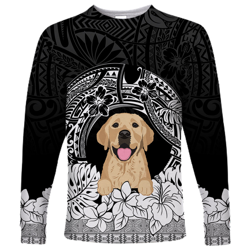 Personalised Dog Long Sleeve Shirt Golden Retriever With Polynesian Tapa Arch - Wonder Print Shop
