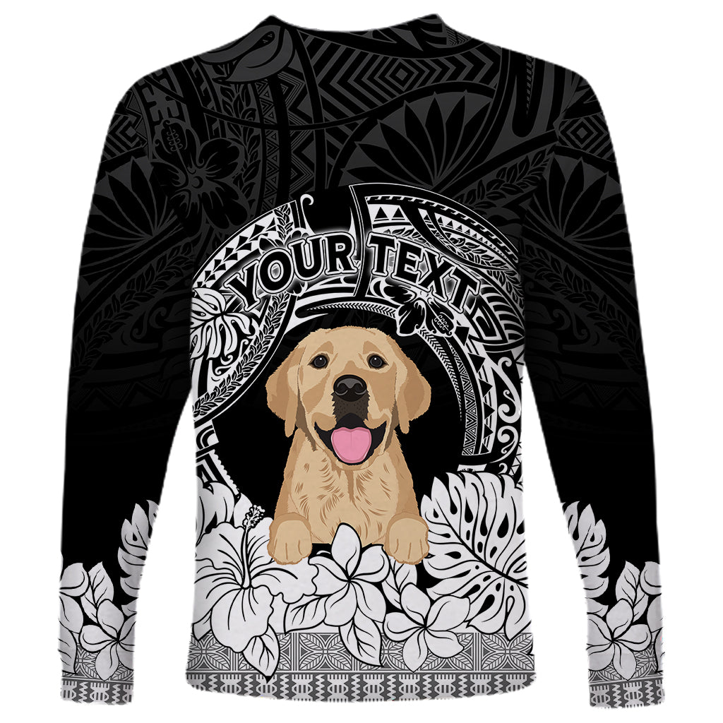Personalised Dog Long Sleeve Shirt Golden Retriever With Polynesian Tapa Arch - Wonder Print Shop