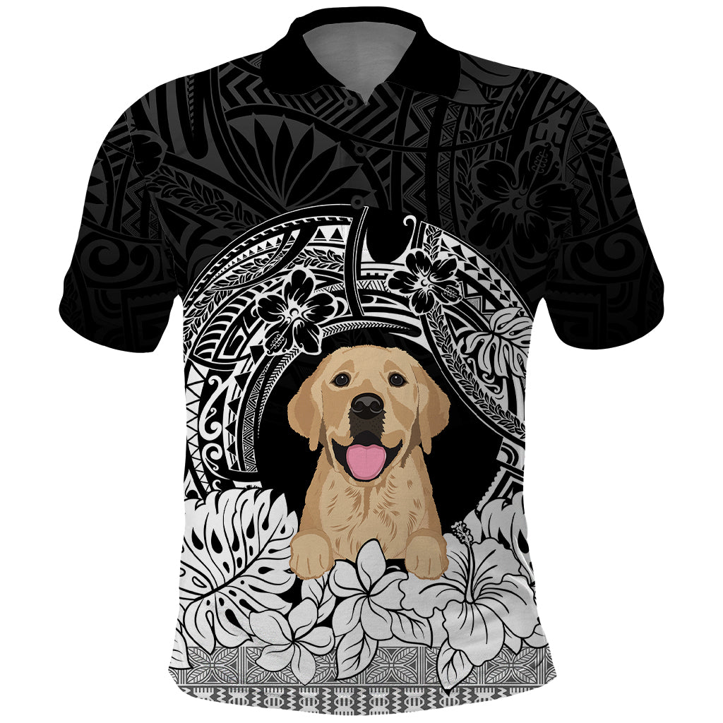 Personalised Dog Polo Shirt Golden Retriever With Polynesian Tapa Arch - Wonder Print Shop