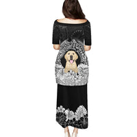 Personalised Dog Puletasi Golden Retriever With Polynesian Tapa Arch - Wonder Print Shop
